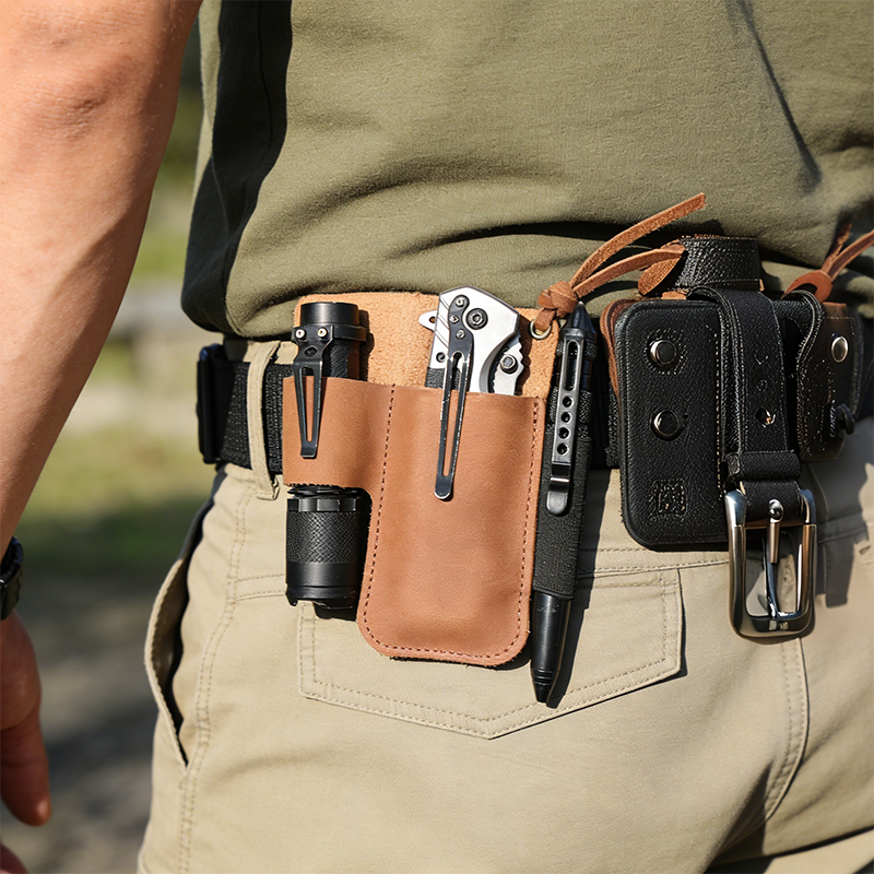 Edc Carry Pouch - EDC Leather Flashlight Tool Holster Multi-functional