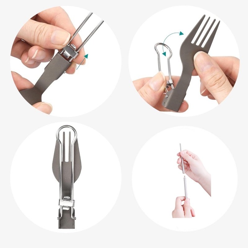 Titanium Foldable Utensil Set  - Edc Everyday Carry Knives reseña y precio