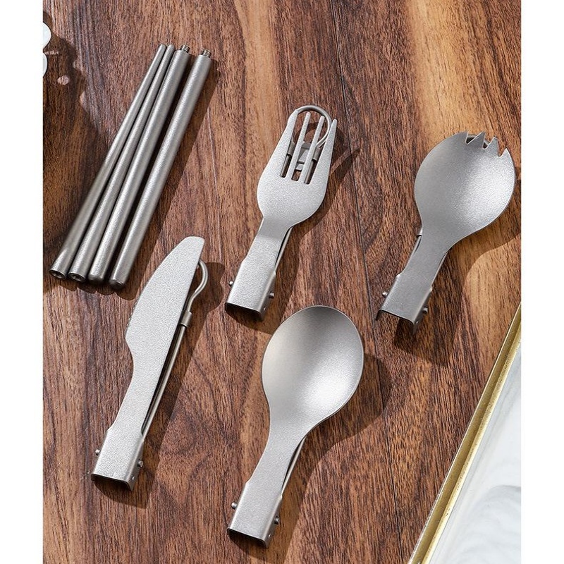 Titanium Foldable Utensil Set  - Edc Everyday Carry Knives reseña y precio