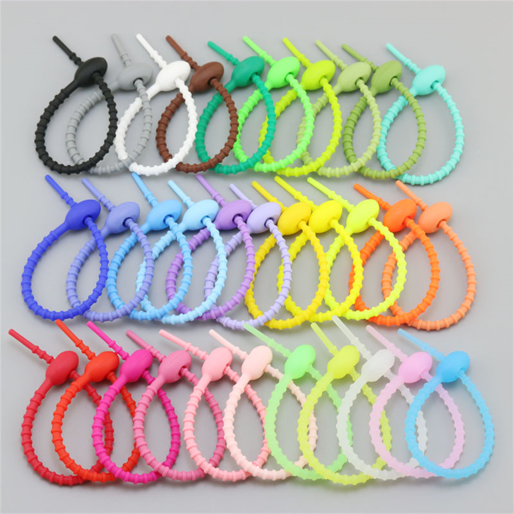 10Pcs/Lot Multi Color Silicone - Gear Tie Reusable reseña y precio
