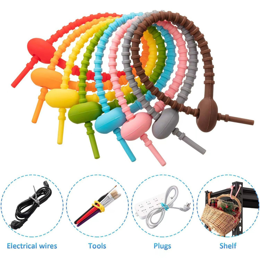 10Pcs/Lot Multi Color Silicone - Gear Tie Reusable reseña y precio